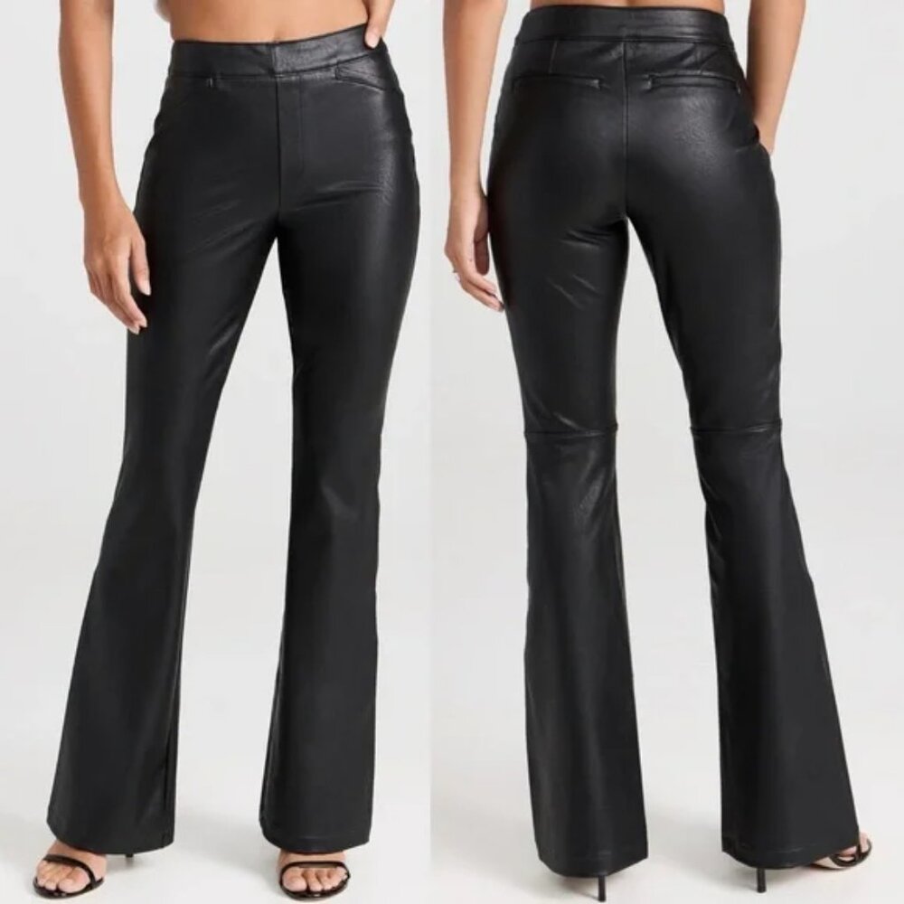 Spanx Black Faux Leather Like Flare Pants 3X Stretch NWT 20457Q